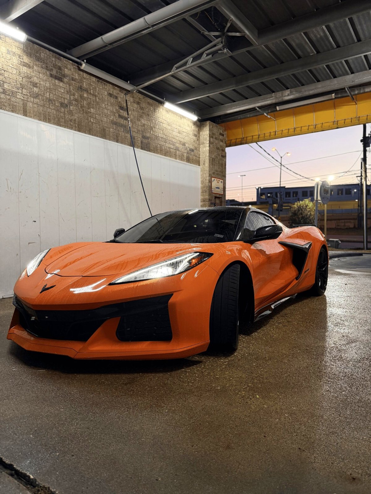 Freshly detailed Corvette Z06 2LZ at dusk after a wash
